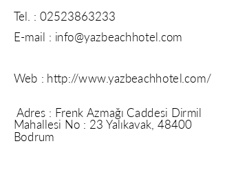Yaz Beach Hotel iletiim bilgileri